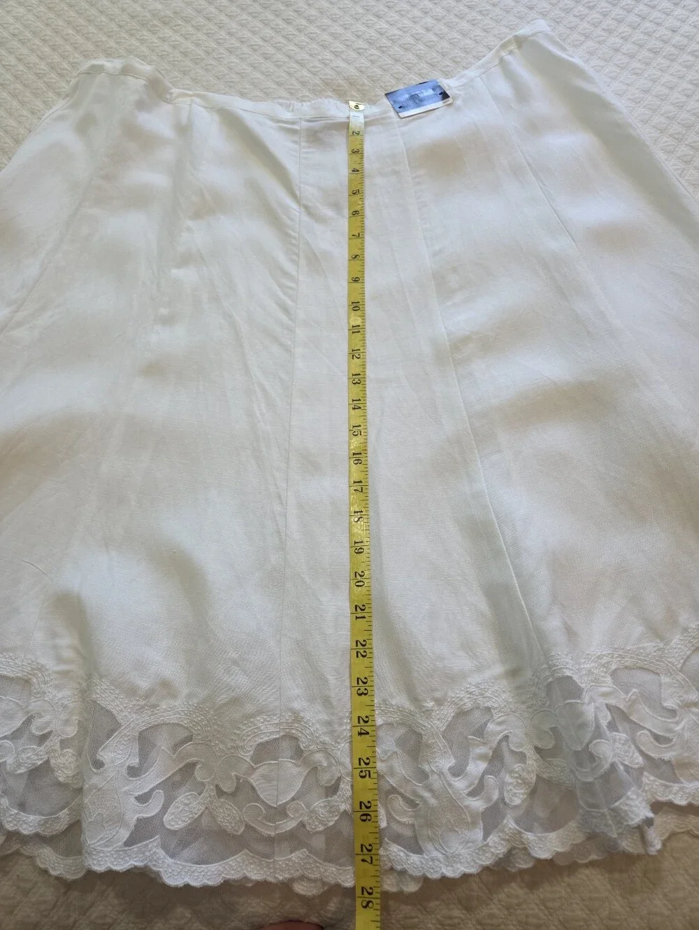 NWT Lane Bryant White Midi Skirt Linen Blend Size 22/24 Lace Hem Cottagecore - Picture 6 of 12